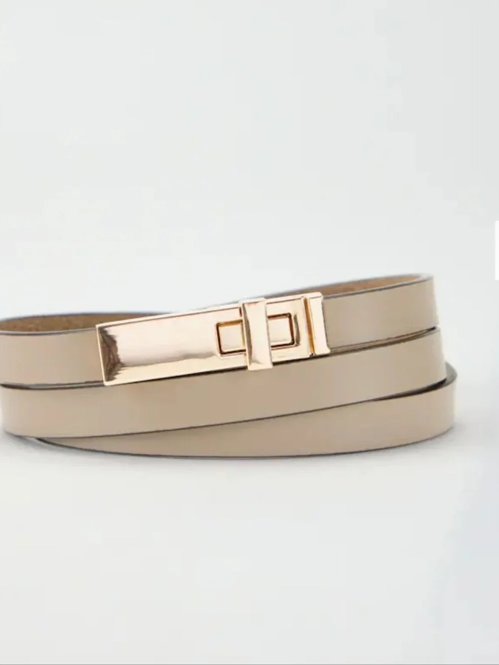 J. Jill Neutral Shitake Adjustable Belt with Gold Buckle, M/L, NWT